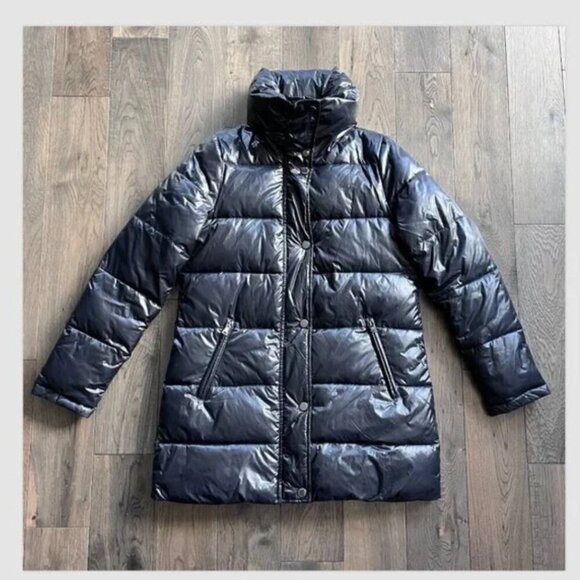 Haven Outerwear Mid-Length Shiny Black Puffer Jacket Size XS Insulated Quilted - Picture 2 of 9